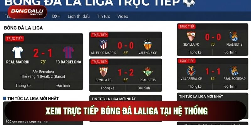 Xem trực tiếp bóng đá Laliga tại hệ thống